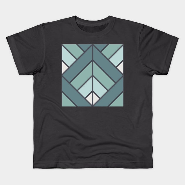 Geometric Pattern: Art Deco Diamond: Seafoam Kids T-Shirt by Red Wolf